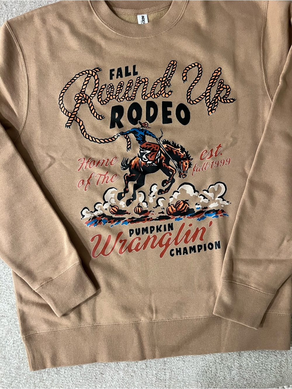 Fall Round Up Rodeo Graphic Sweatshirt - Tan - Picture 3 of 3